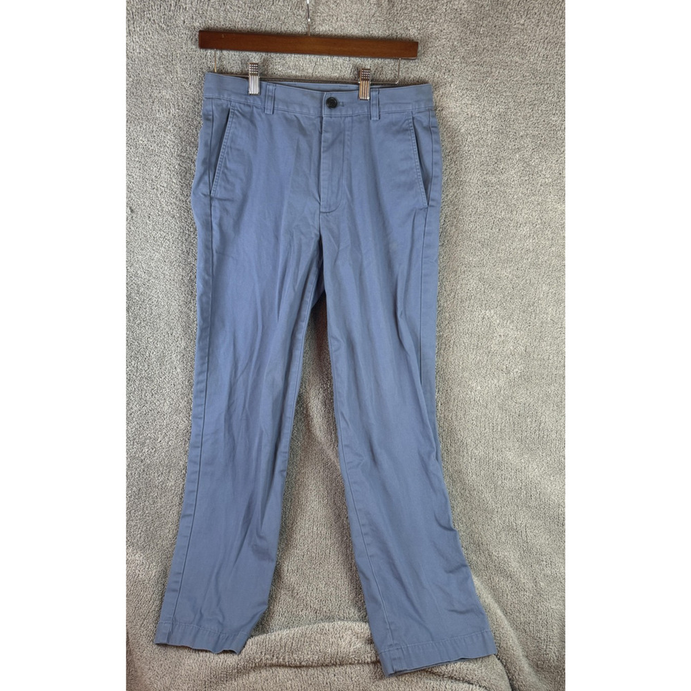 Brooks Brothers 346 Pants Mens 30x30 Blue Chino Casual Flat Front Straight Fit